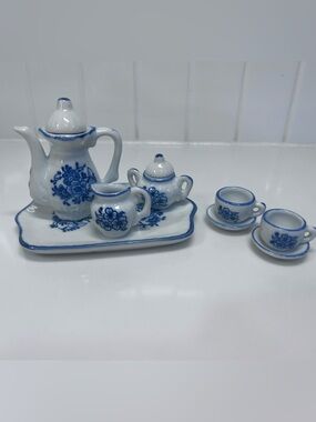 Miniature Doll House floral China Tea Set
